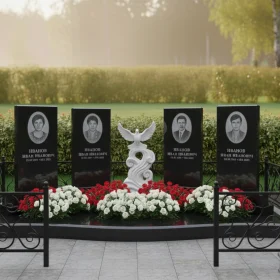 Комбинированный вертикальный памятник на четверых - ПН675