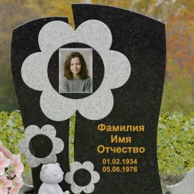 Комбинированный вертикальный светский памятник для одного - П241