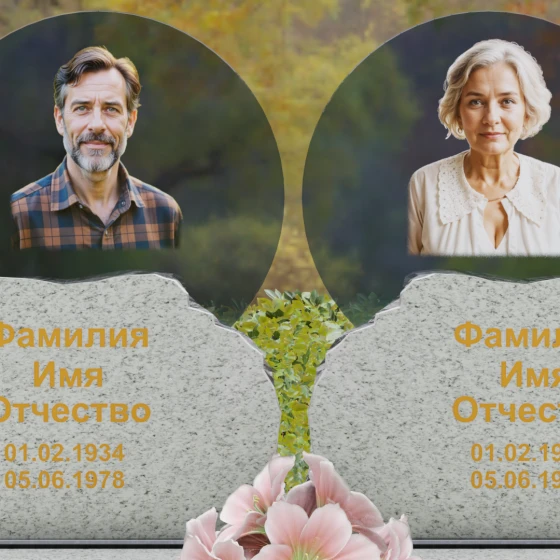 Памятник на могилу для двоих светский в Набережных Челнах, гранит Мансуровский