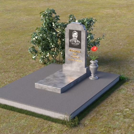Элегантный памятник — стела с закругленным верхом, мрамор Тассос