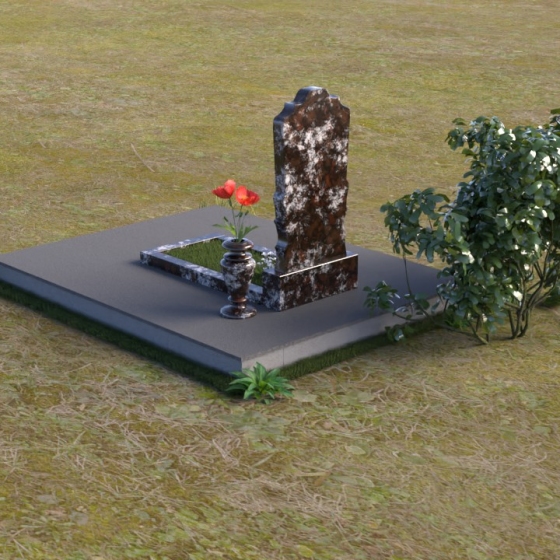 Фигурная гранитная стела с волнообразными линиями, гранит амфиболит, вид 4