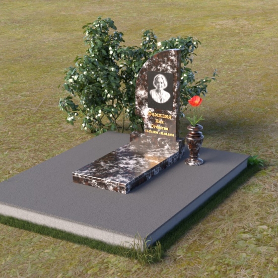 Надгробие с закругленным углом из гранита, гранит амфиболит