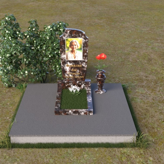 Лаконичное гранитное надгробие со скошенными гранями, гранит амфиболит, вид 3