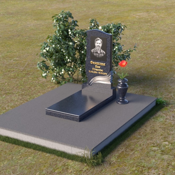 Вертикальный памятник из мансуровского гранита в Перми, гранит Блю Перл