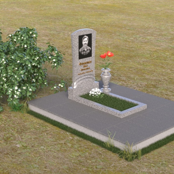 Памятник — волна с изгибом из гранита, гранит Мансуровский, вид 2
