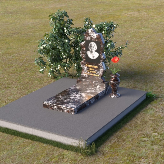 Памятник с неровными краями из гранита, гранит амфиболит