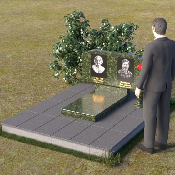 Фигурный гранитный памятник с волной
