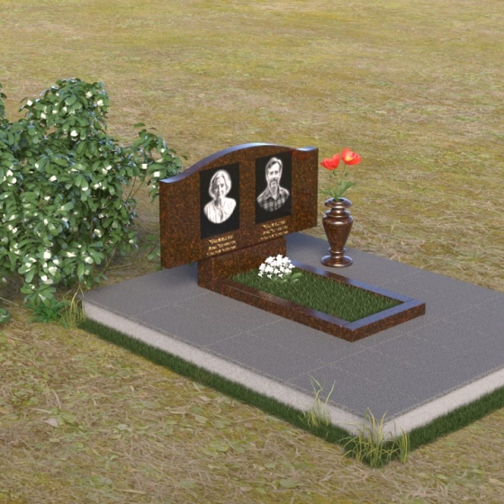 Горизонтальный памятник из габбро — диабаза в Казани, гранит Дымовский, вид 2