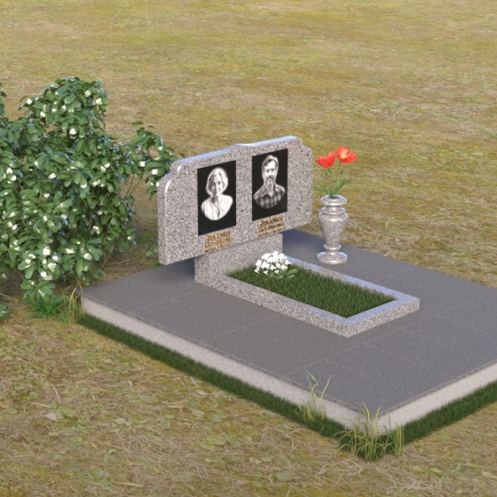 Двойной памятник из мрамора Тассос горизонтальный в Казани, гранит Мансуровский, вид 2