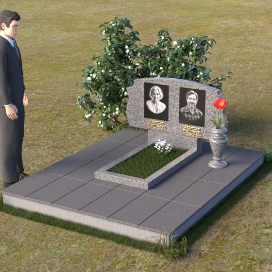 Фигурный гранитный памятник с волнообразным верхом