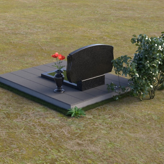Горизонтальное надгробие из блю перл в Казани, гранит Габбро-диабаз, вид 4