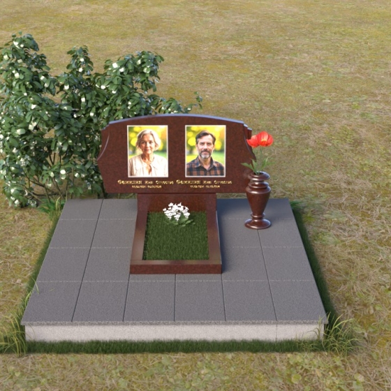 Памятник горизонтальный на одного из гранита в Перми, гранит Лезниковский, вид 3