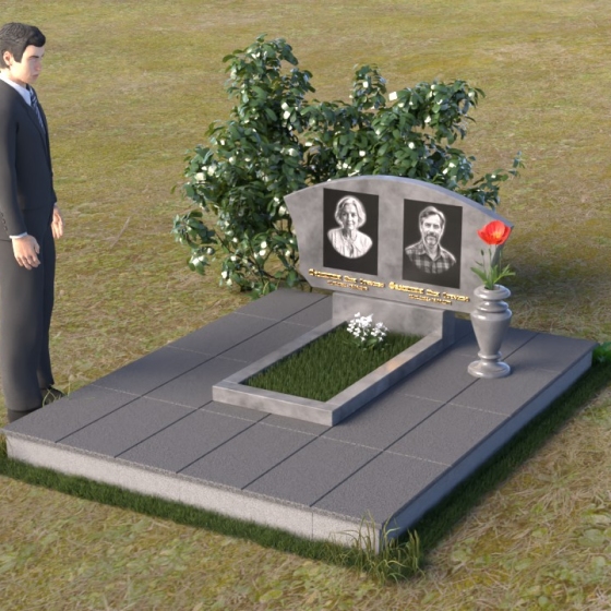 Памятник горизонтальный гранитный для двоих в Перми