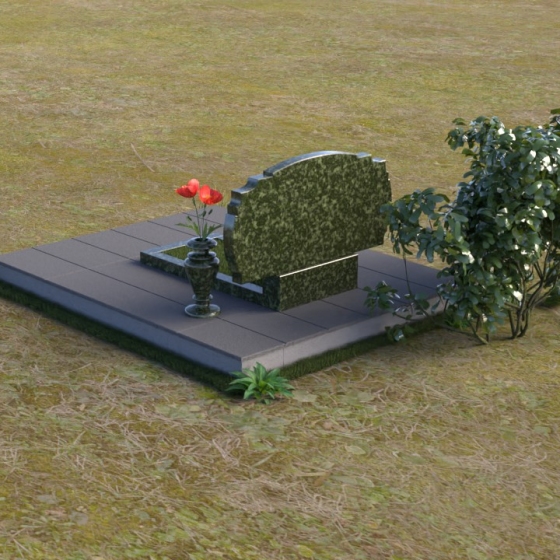 Горизонтальный Гранитный памятник для одного или двух человек в Сургуте, гранит Балтик грин, вид 4