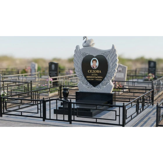 Комбинированный памятник Крылья Ангела с лебедем
