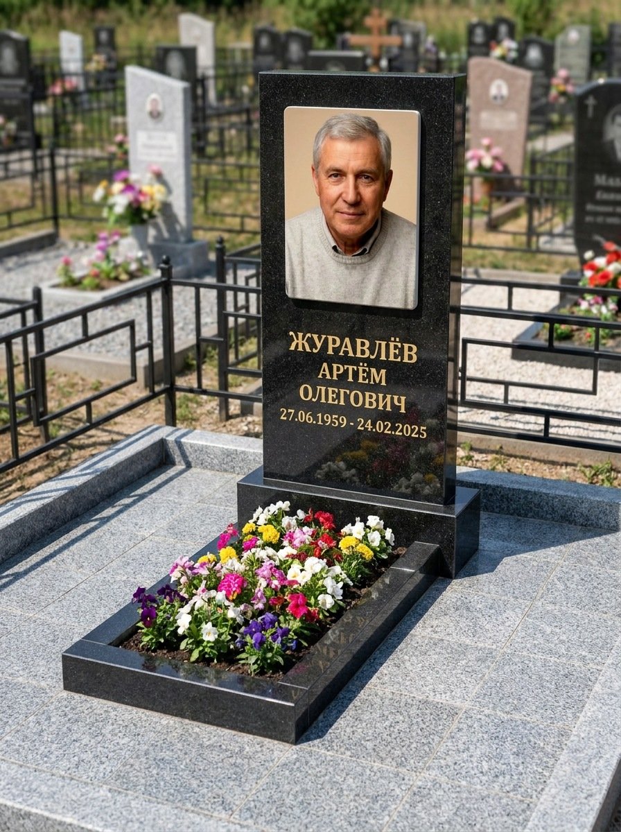 Портрет на памятнике в Липецке — Выцветшее фото восстановили — керамогранит 180×240 мм