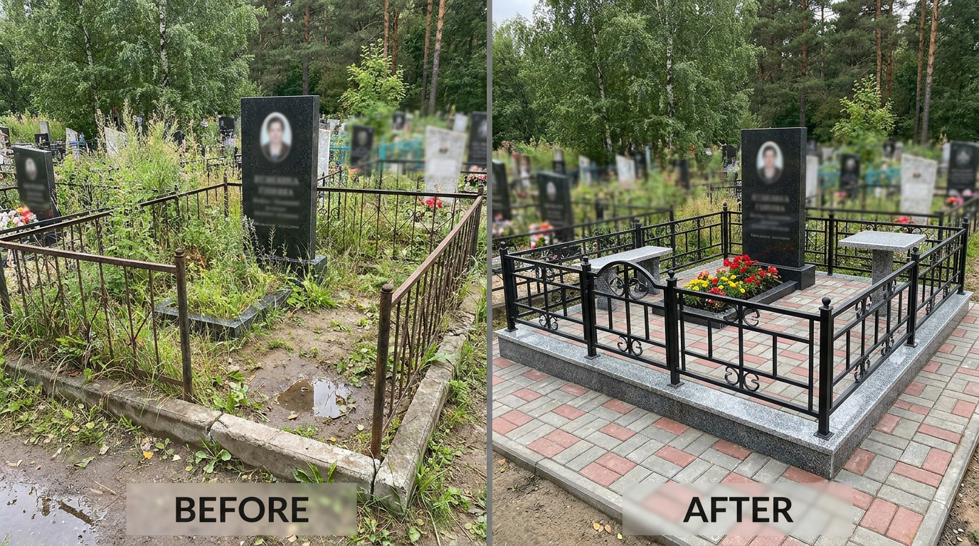 Благоустройство могилы в Липецке — пример 2